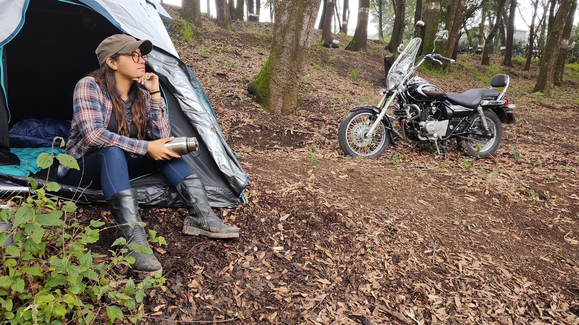 Campamento de Jessie Biker durante su travesía por el continente americano